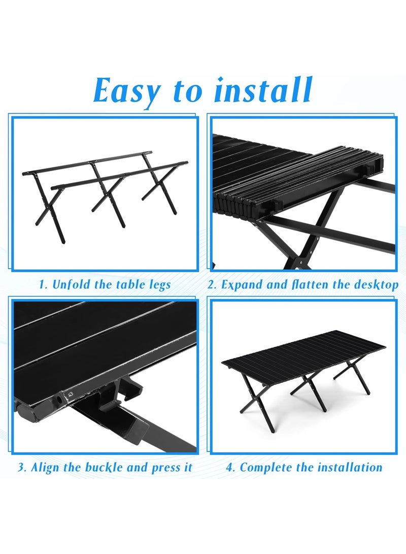 Toshionics Outdoor Camping Folding Table – Lightweight Portable Aluminum Roll Up Table with Carry Bag, Compact Foldable Picnic Table for Hiking, Fishing, Beach, BBQ, Cooking, Travel, Festival & Indoor Outdoor Use-120×60X45cm - Image 3